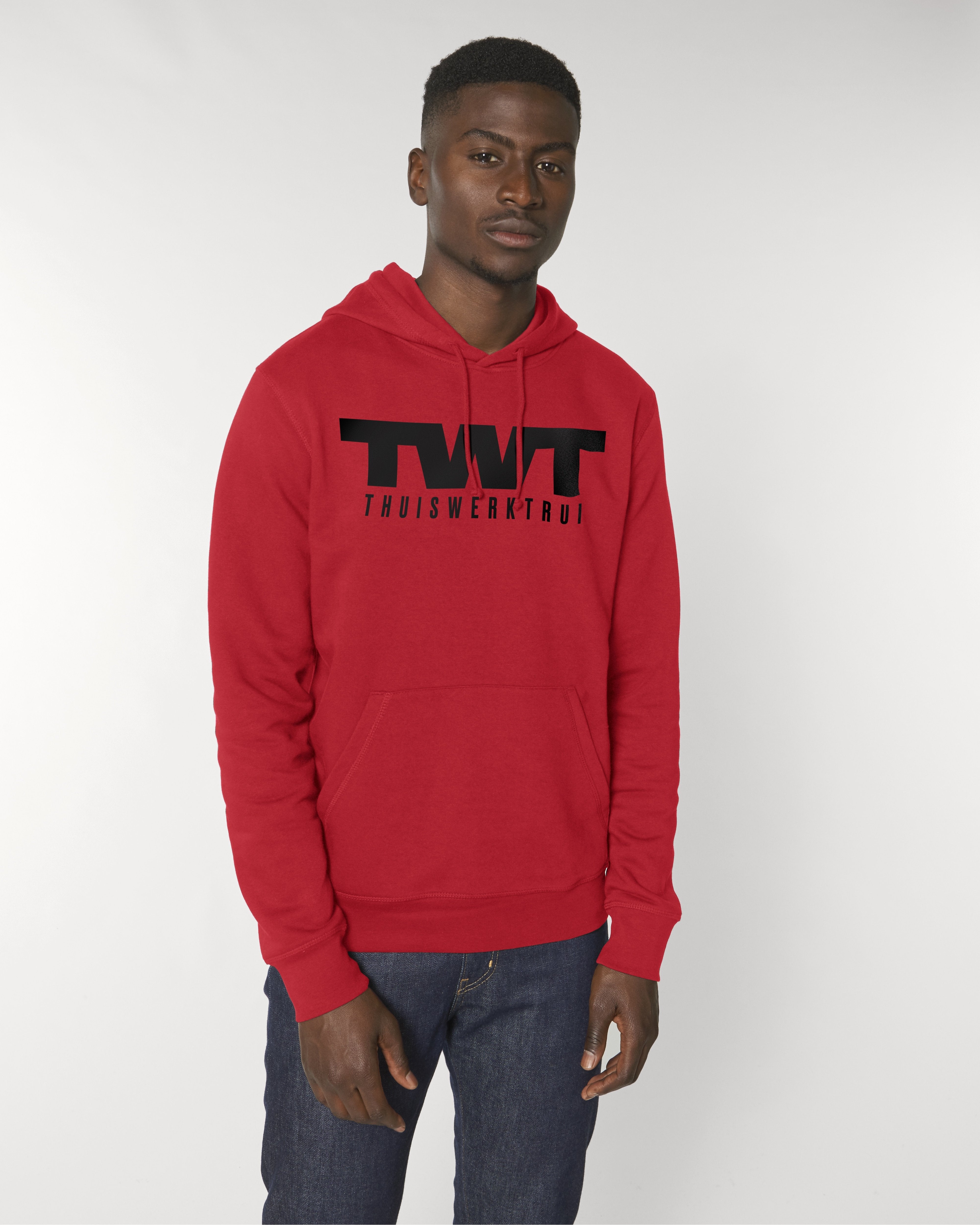 Hoodie met vet geschreven opdruk 'TWT en thuiswerktrui' - Zwart opdruk Hoodie met vet geschreven opdruk 'TWT en thuiswerktrui' - Zwart opdruk