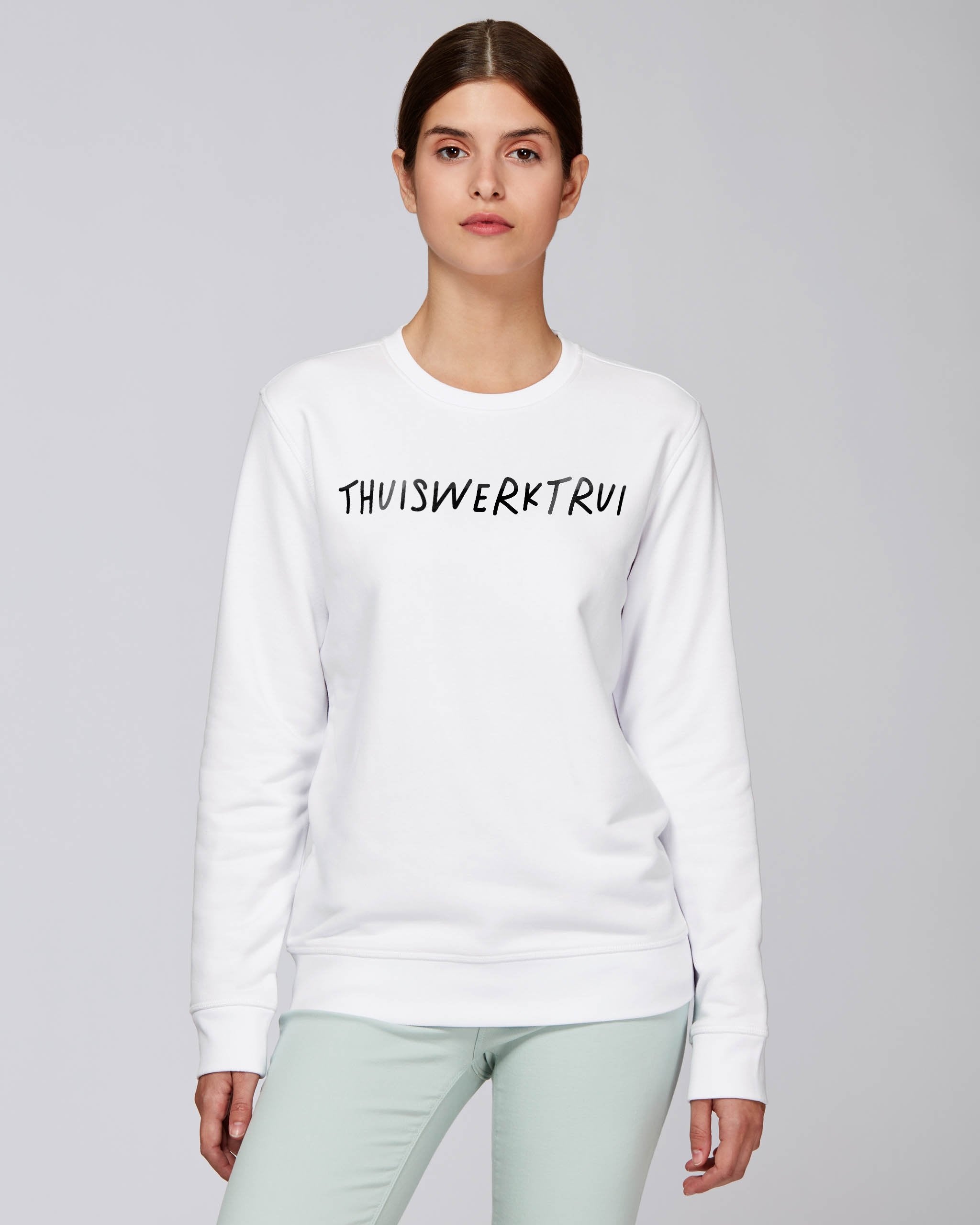 Sweatshirt met geschreven opdruk 'thuiswerktrui' - Zwart opdruk Sweatshirt met geschreven opdruk 'thuiswerktrui' - Zwart opdruk