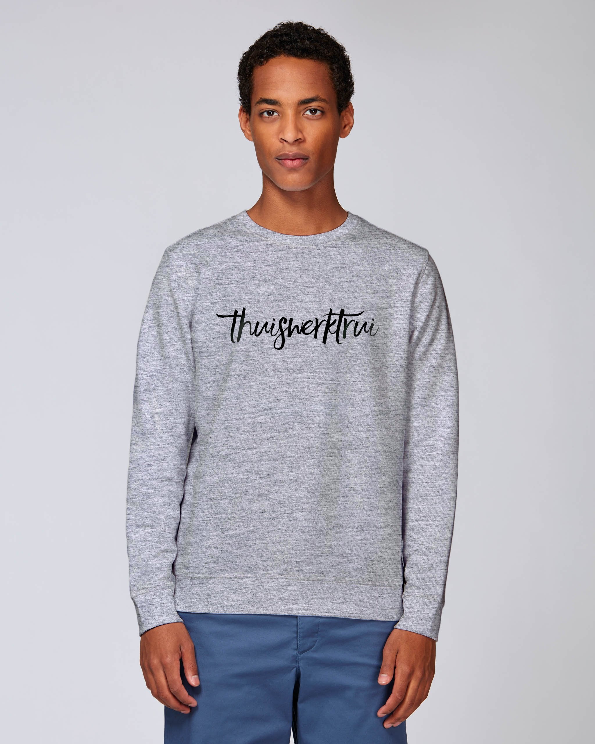 Sweatshirt met speelse opdruk ' thuiswerktrui' - Zwart opdruk Sweatshirt met speelse opdruk ' thuiswerktrui' - Zwart opdruk