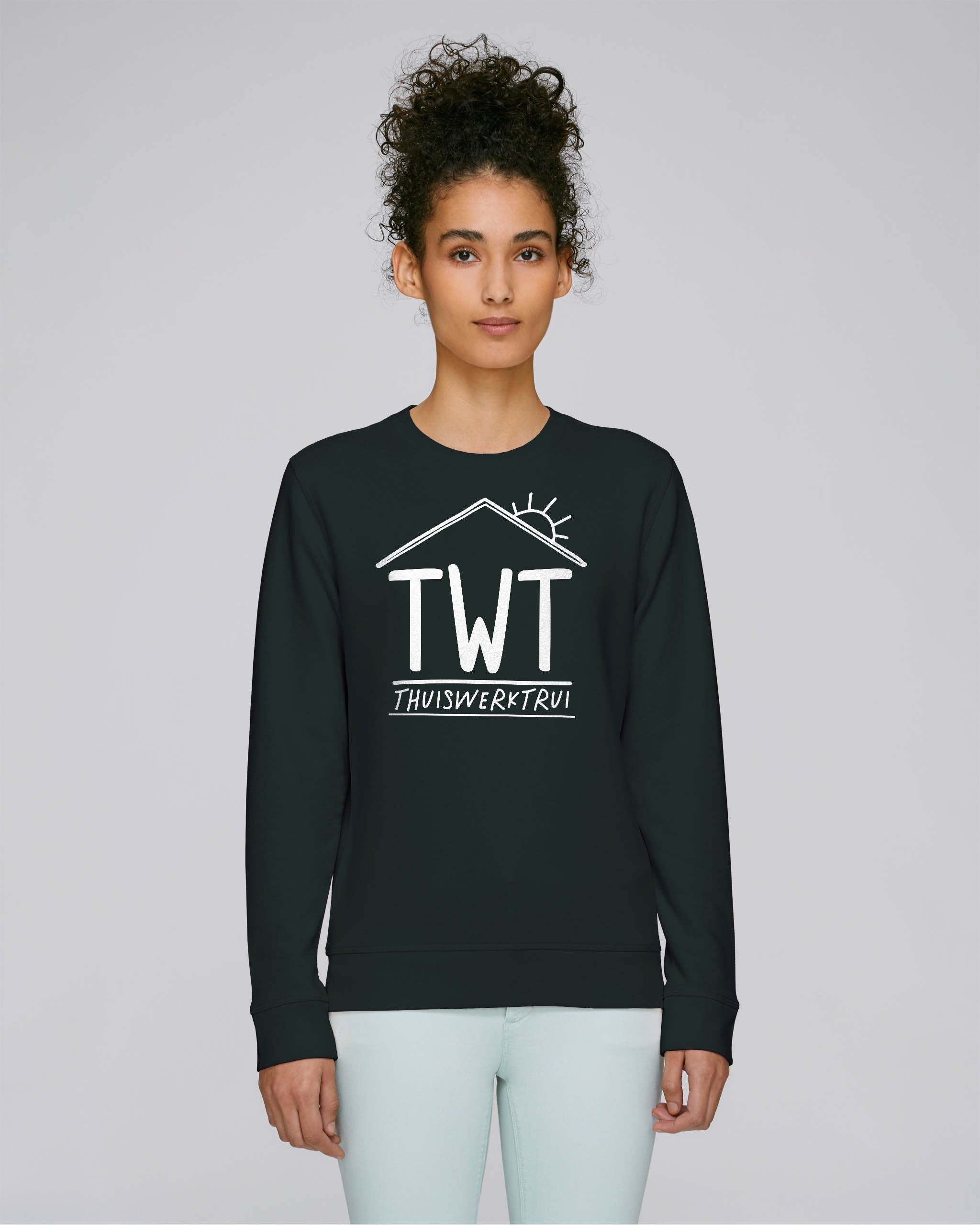 Sweatshirt met opdruk 'TWT en huisje' - Witte opdruk