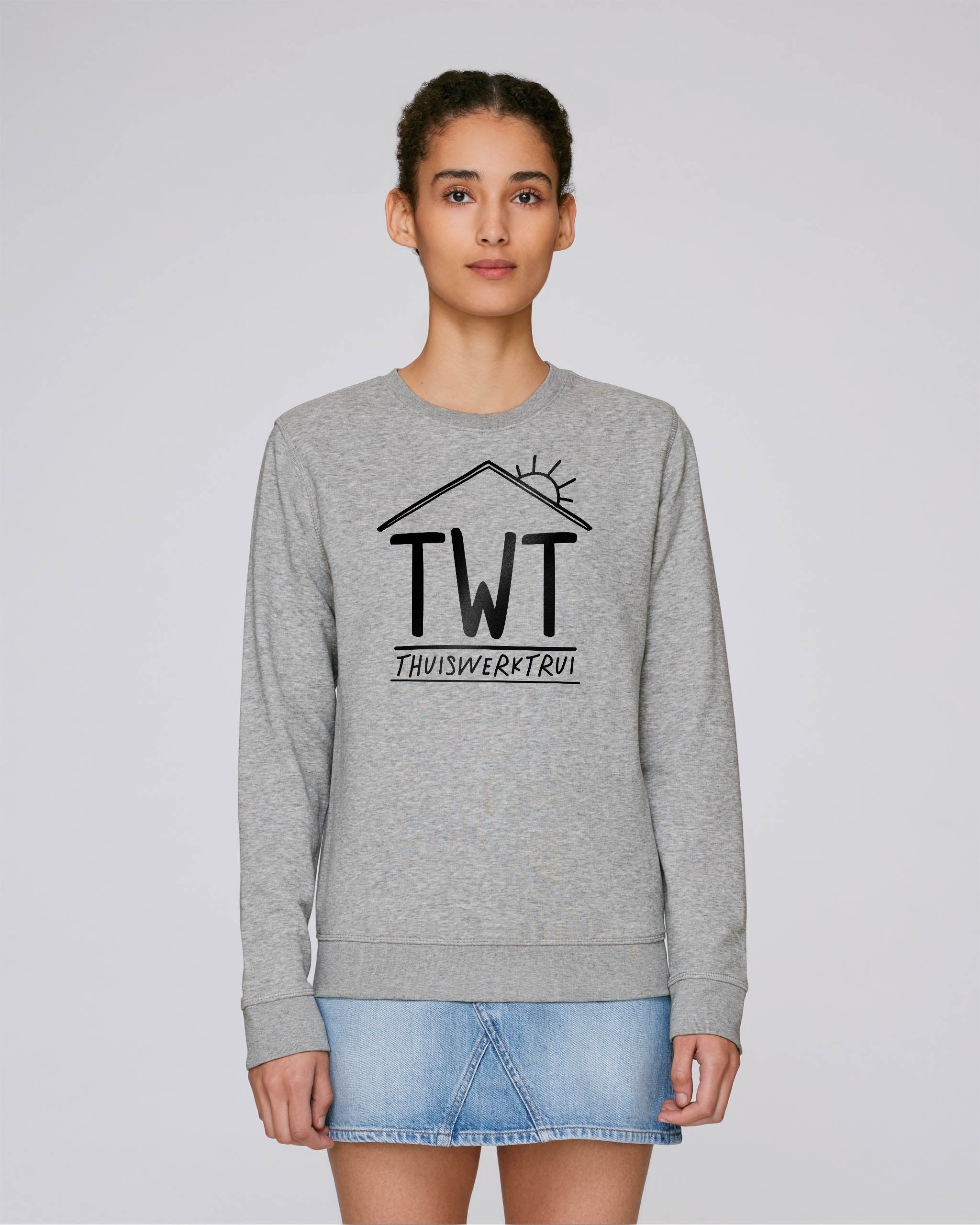 Sweatshirt met opdruk 'TWT en huisje' - Zwart opdruk